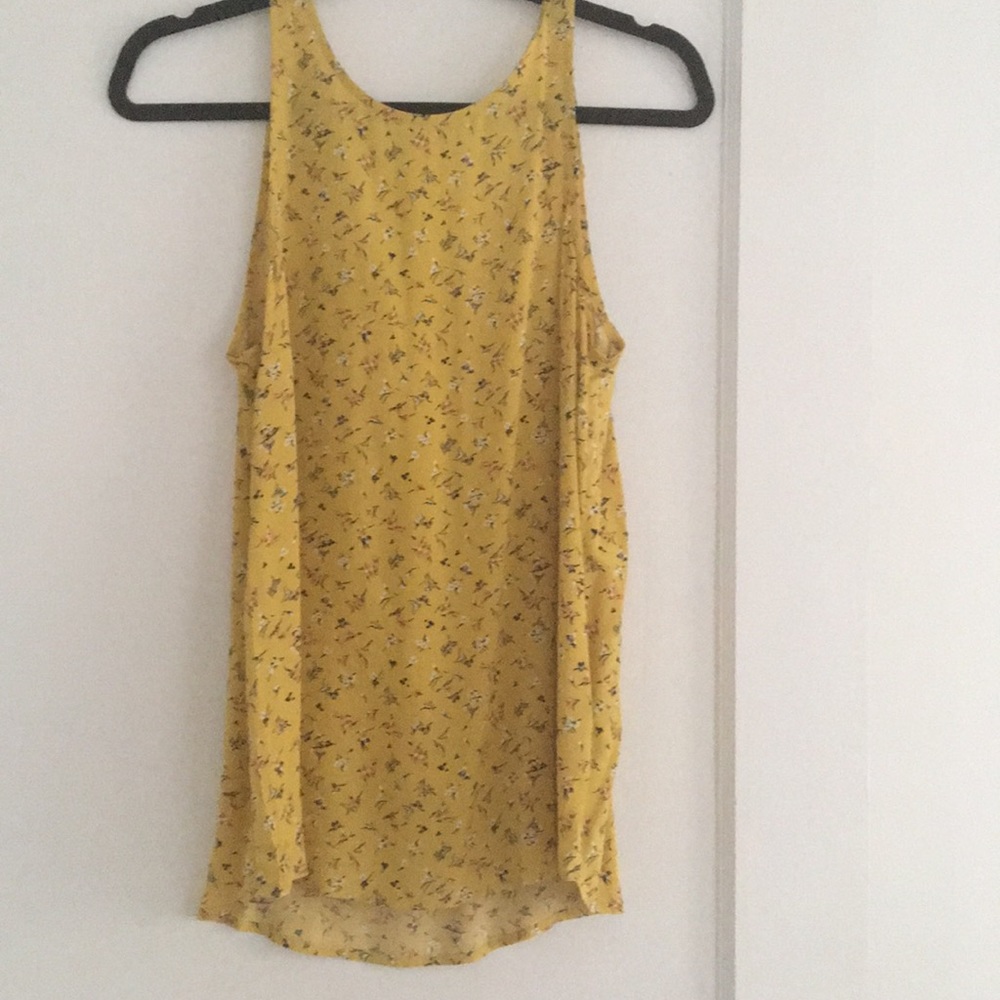 High-neck mustard floral tank